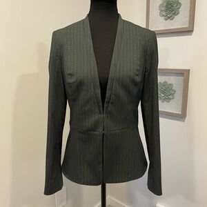 Never Worn! WHBM Grey Pinstripe Peplum Style Blazer